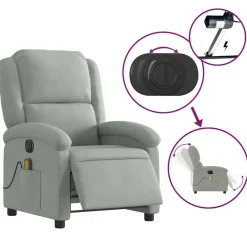 vidaXL Sillas-Sillón reclinable de masaje eléctrico terciopelo