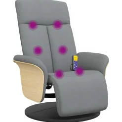 vidaXL Sillas-Sillón reclinable de masaje con reposapiés tela