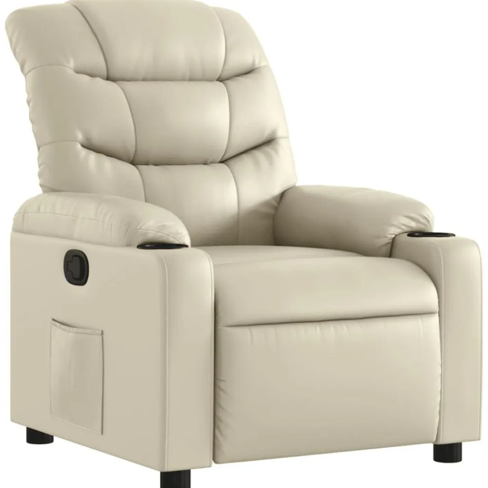 vidaXL Sillón reclinable de cuero sintético Crema Clearance