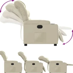 vidaXL Sillón reclinable de cuero sintético Crema Clearance
