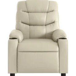vidaXL Sillón reclinable de cuero sintético Crema Clearance