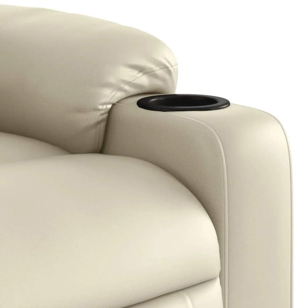 vidaXL Sillón reclinable de cuero sintético Crema Clearance