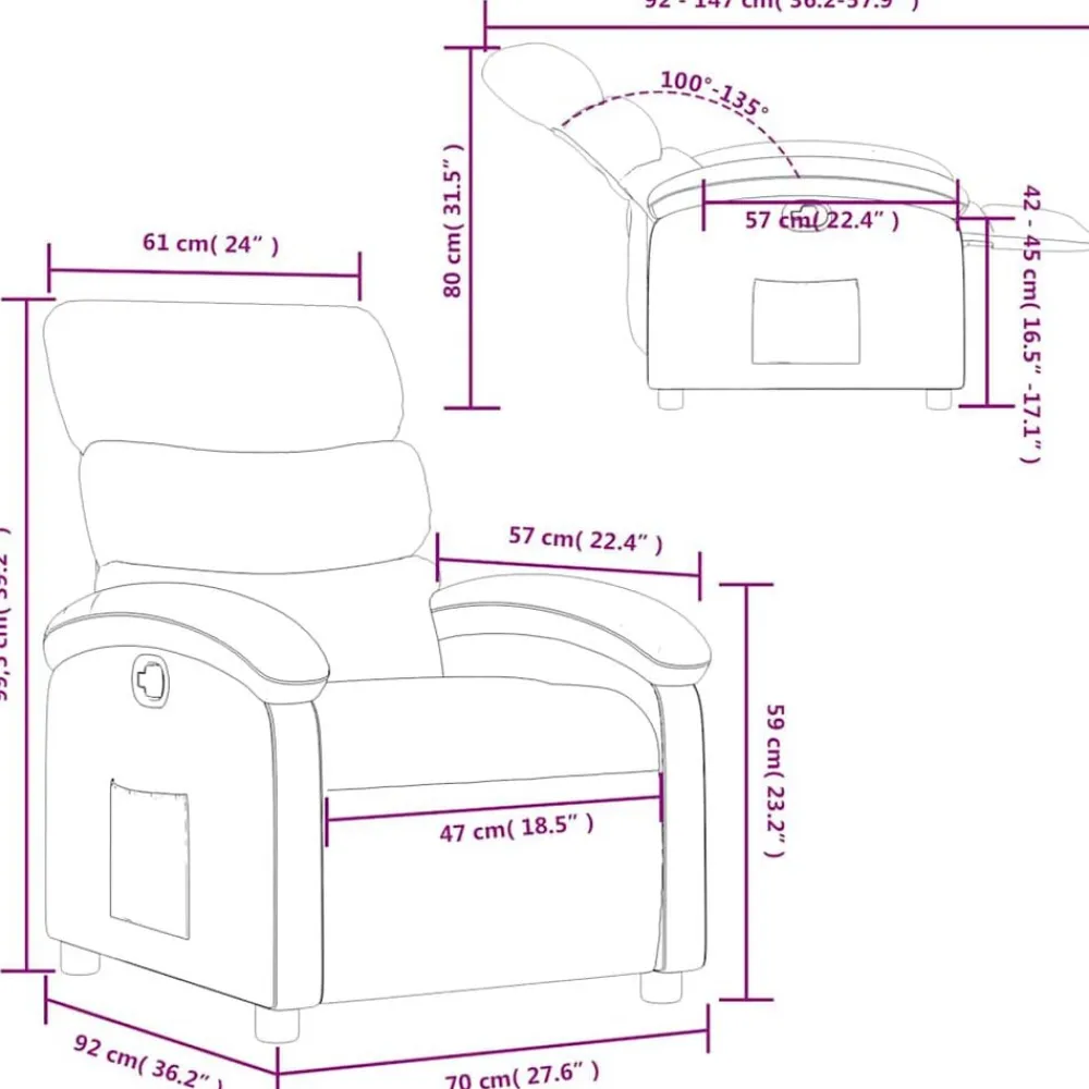 vidaXL Sillas-Sillón reclinable de tela
