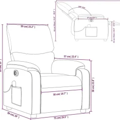 vidaXL Sillas-Sillón reclinable de masaje eléctrico tela marrón oscuro