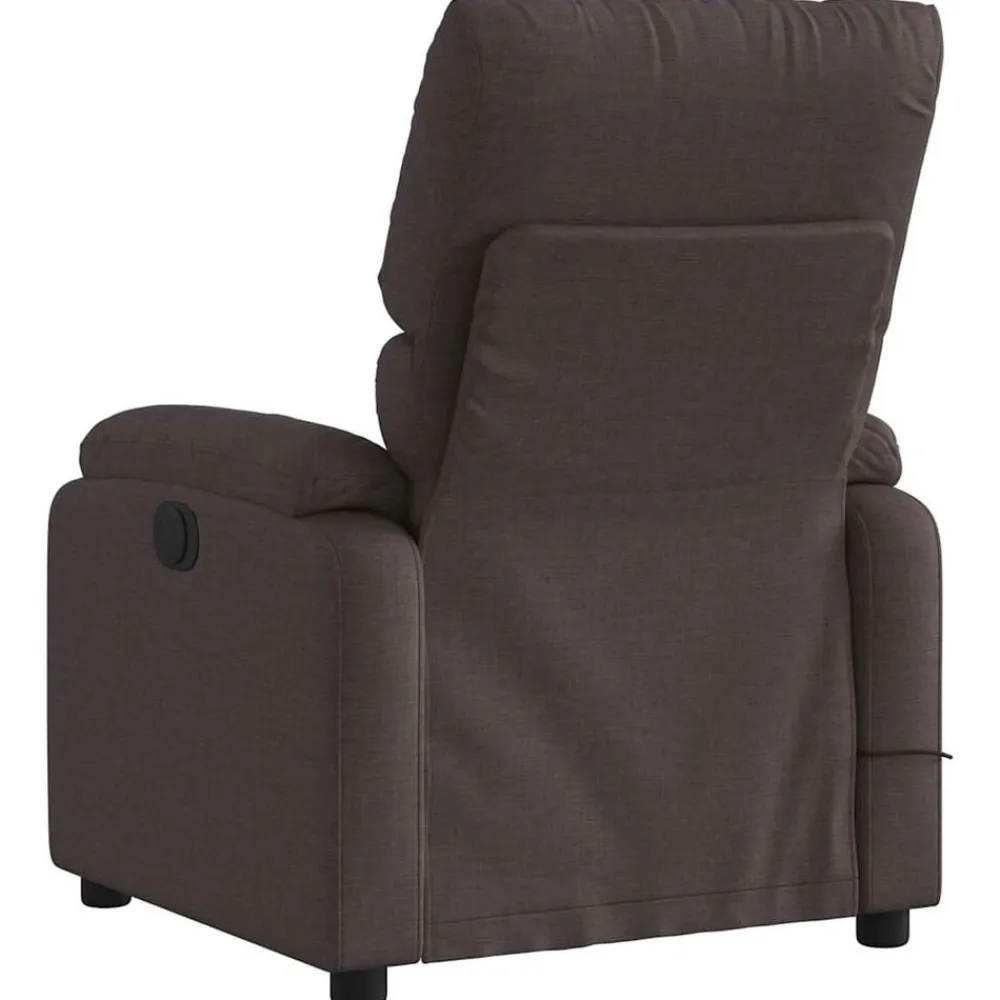 vidaXL Sillas-Sillón reclinable de masaje eléctrico tela marrón oscuro