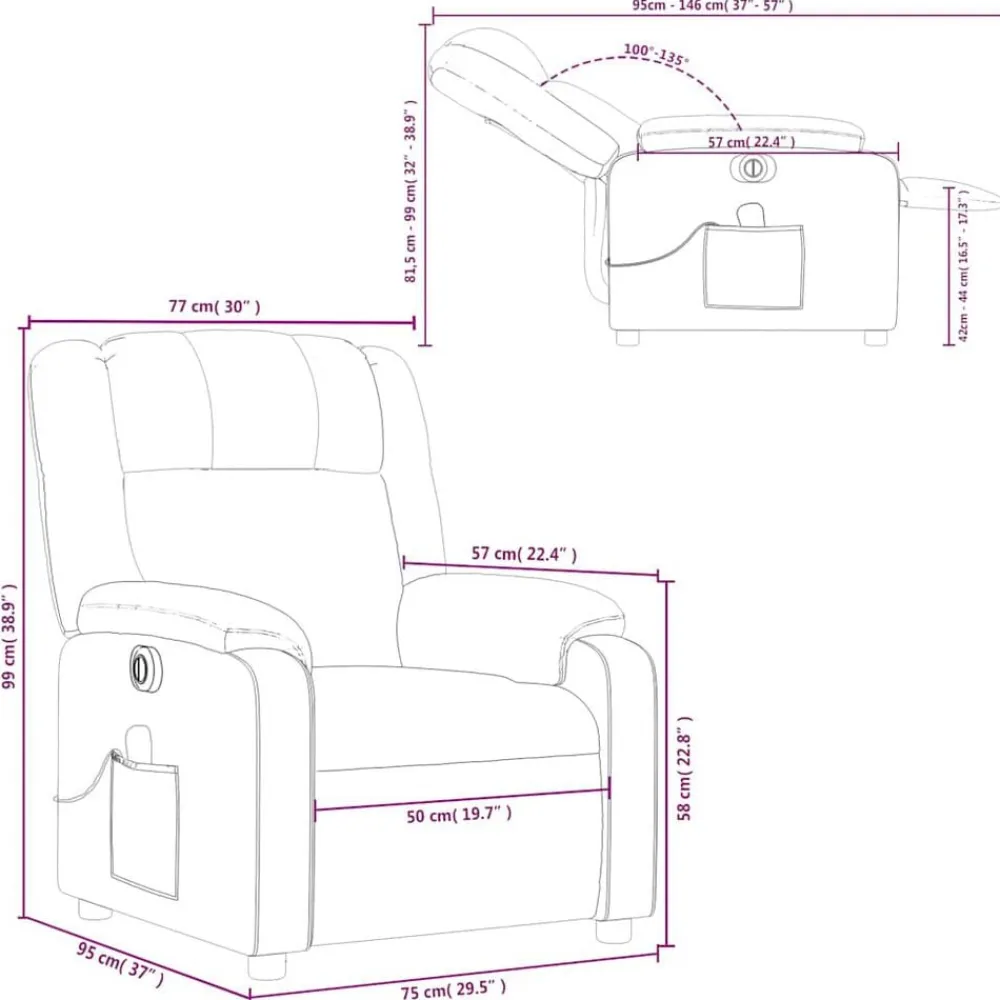 vidaXL Sillón reclinable de masaje eléctrico tela gris taupe Taupé Best