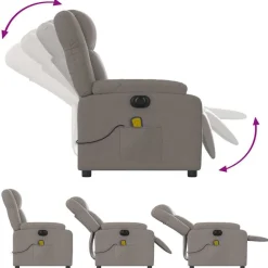 vidaXL Sillón reclinable de masaje eléctrico tela gris taupe Taupé Best