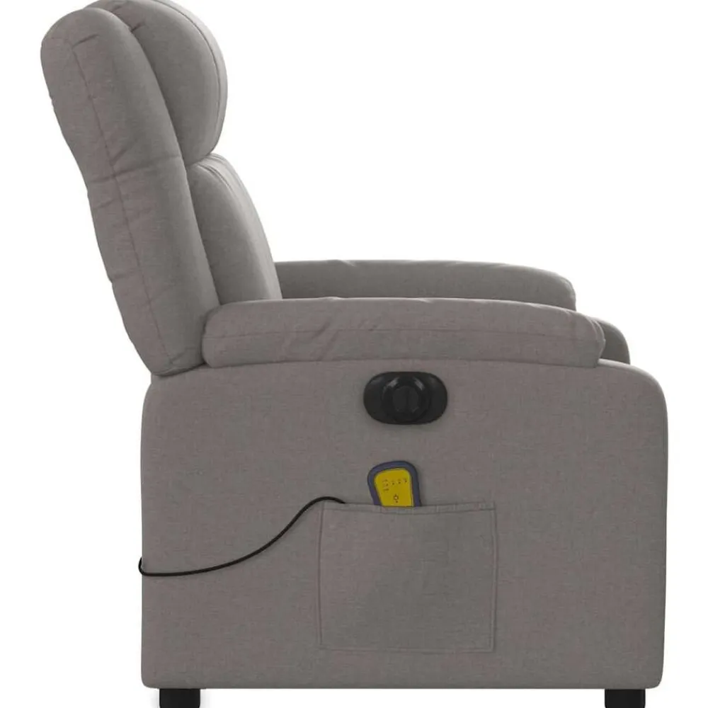 vidaXL Sillón reclinable de masaje eléctrico tela gris taupe Taupé Best