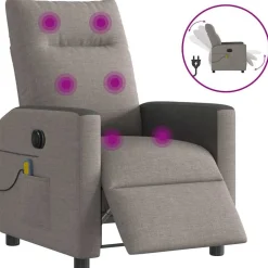 vidaXL Sillas-Sillón reclinable de masaje eléctrico tela gris taupe