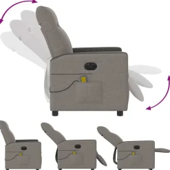 vidaXL Sillas-Sillón reclinable de masaje eléctrico tela gris taupe