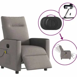 vidaXL Sillas-Sillón reclinable de masaje eléctrico tela gris taupe