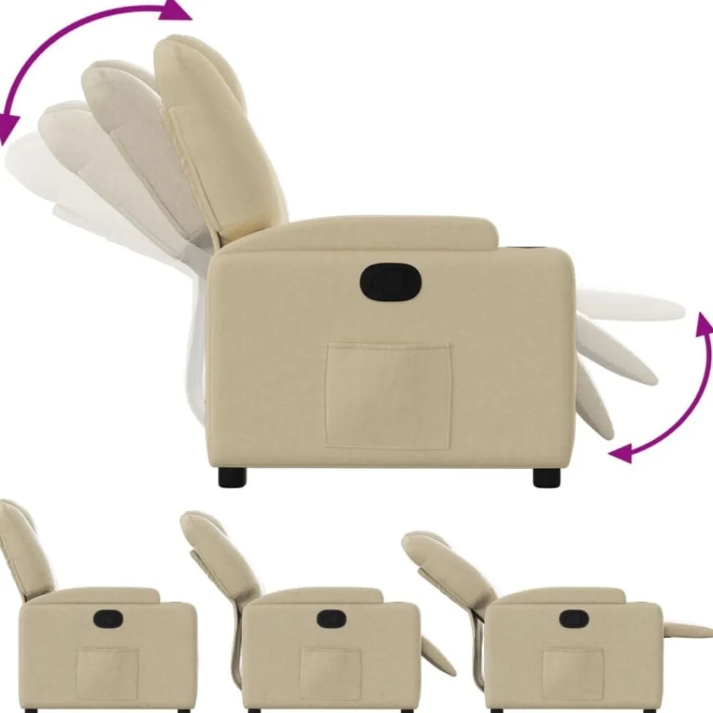vidaXL Sillón reclinable de tela color Crema