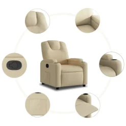 vidaXL Sillón reclinable de tela color Crema