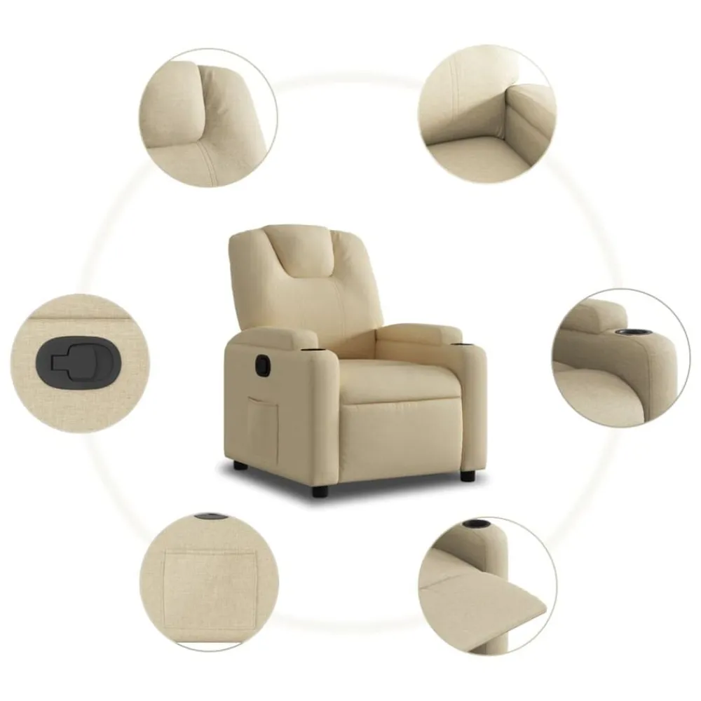 vidaXL Sillón reclinable de tela color Crema