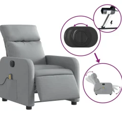 vidaXL Sillas-Sillón reclinable de masaje eléctrico tela
