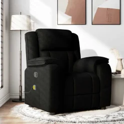 vidaXL Sillón reclinable de masaje de tela Negro New