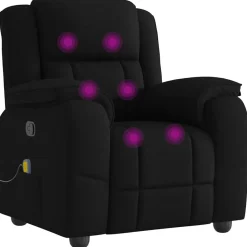 vidaXL Sillón reclinable de masaje de tela Negro New