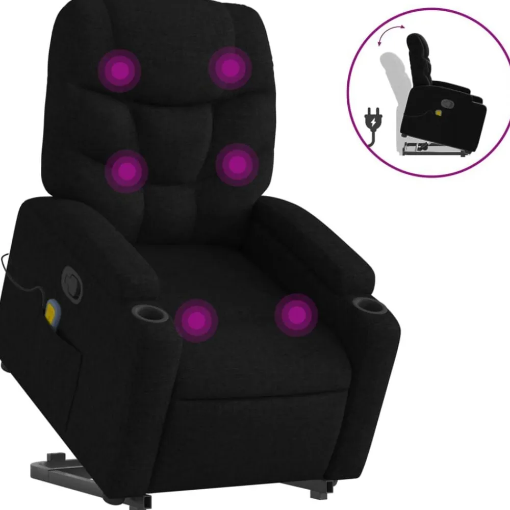 vidaXL Sillas-Sillón reclinable de masaje elevable tela