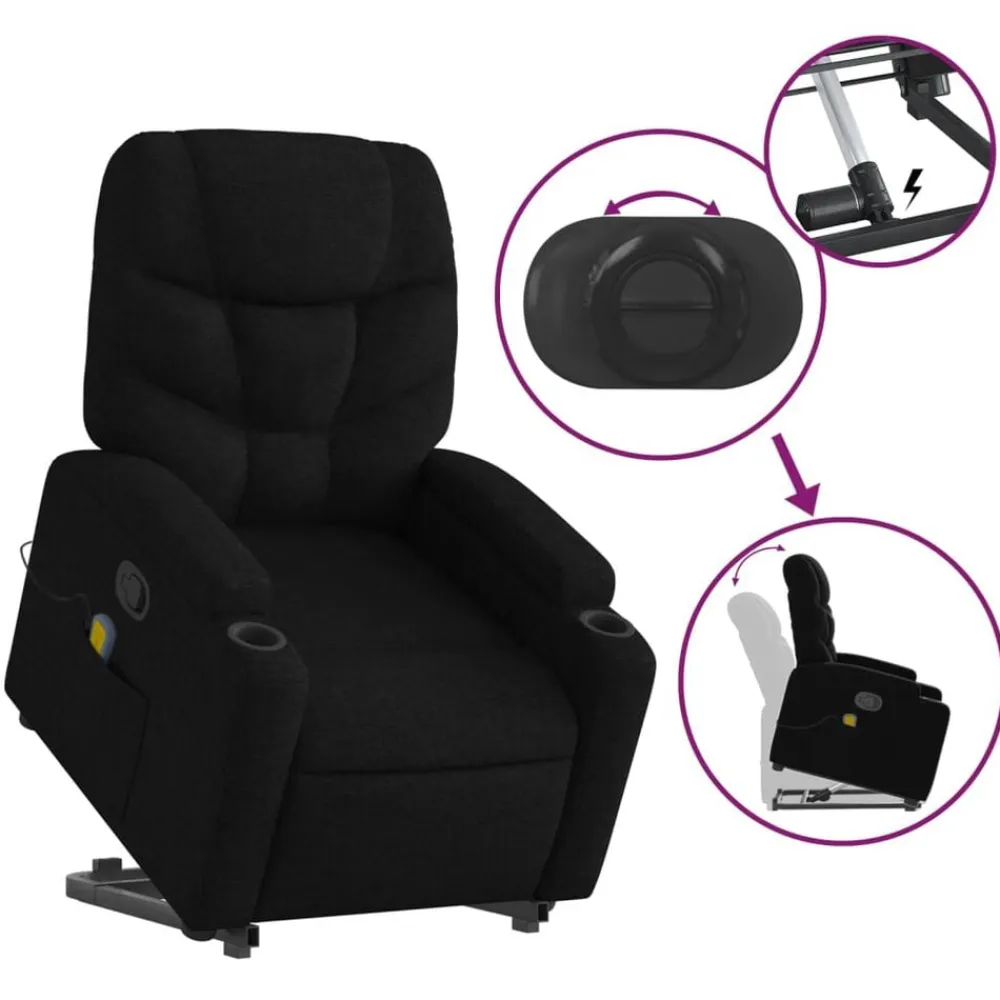 vidaXL Sillas-Sillón reclinable de masaje elevable tela