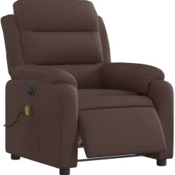 vidaXL Sillón reclinable de masaje eléctrico tela marrón oscuro Marr&oacute;n oscuro