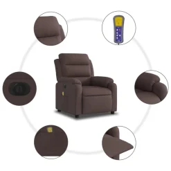 vidaXL Sillón reclinable de masaje eléctrico tela marrón oscuro Marr&oacute;n oscuro