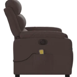 vidaXL Sillón reclinable de masaje eléctrico tela marrón oscuro Marr&oacute;n oscuro