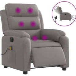 vidaXL Sillas-Sillón reclinable de masaje eléctrico tela gris taupe