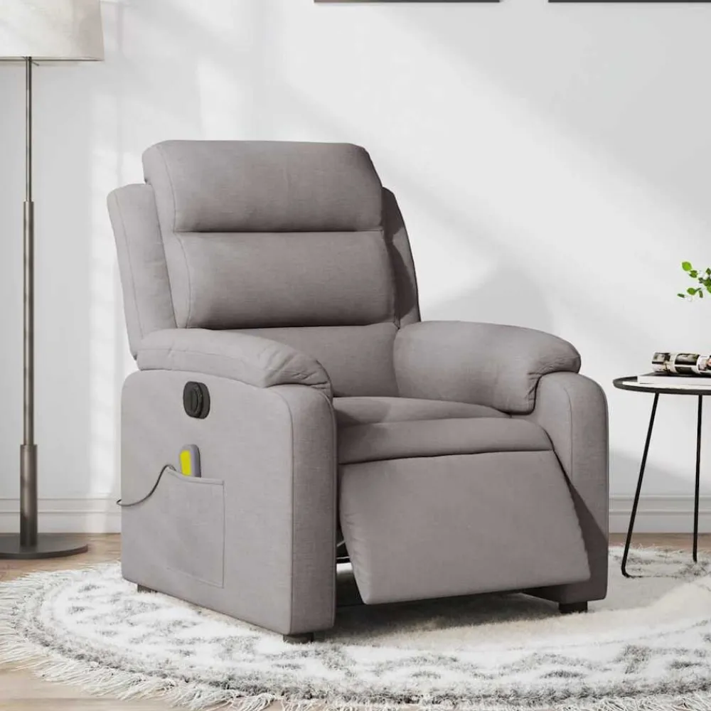vidaXL Sillas-Sillón reclinable de masaje eléctrico tela gris taupe
