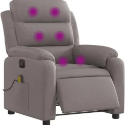 vidaXL Sillas-Sillón reclinable de masaje eléctrico tela gris taupe