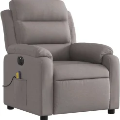vidaXL Sillas-Sillón reclinable de masaje eléctrico tela gris taupe