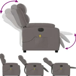 vidaXL Sillas-Sillón reclinable de masaje eléctrico tela gris taupe