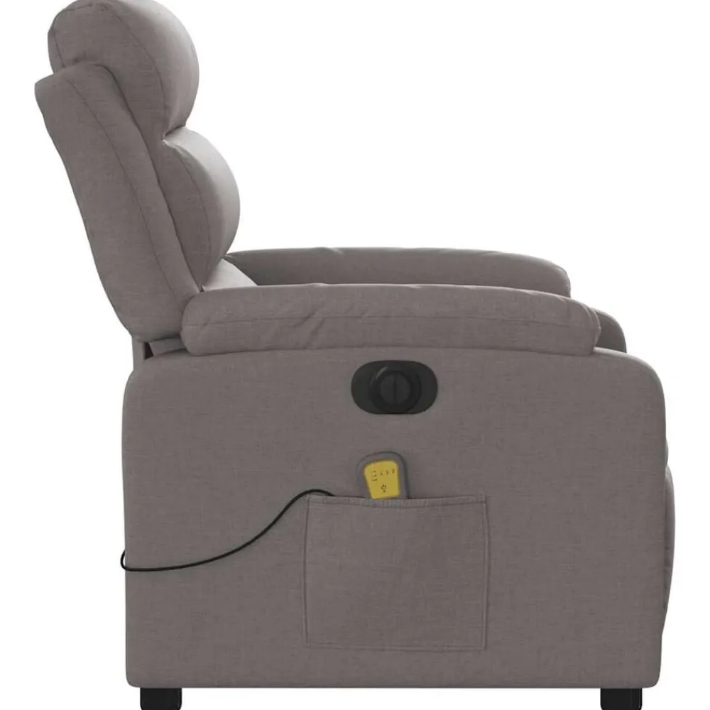 vidaXL Sillas-Sillón reclinable de masaje eléctrico tela gris taupe