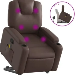 vidaXL Sillón reclinable de masaje de pie de cuero sintético marrón Marr&oacute;n Online