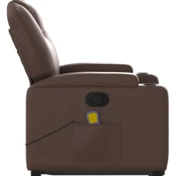 vidaXL Sillón reclinable de masaje de pie de cuero sintético marrón Marrón Online