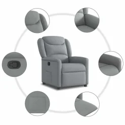 vidaXL Sillón reclinable de tela Gris claro