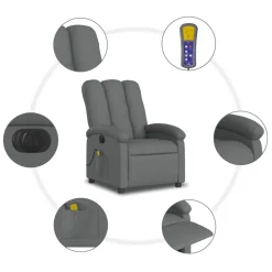 vidaXL Sillas-Sillón reclinable de masaje eléctrico tela