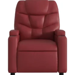 vidaXL Sillas-Sillón reclinable de cuero sintético rojo tinto