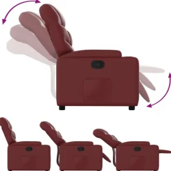 vidaXL Sillas-Sillón reclinable de cuero sintético rojo tinto