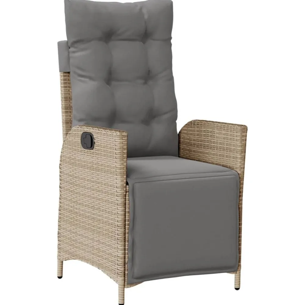 vidaXL Sillón reclinable de jardín con reposapiés ratán PE beige mixto Beige mezcla Sale