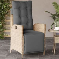 vidaXL Sillón reclinable de jardín con reposapiés ratán PE beige mixto Beige mezcla Sale