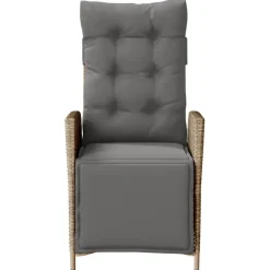 vidaXL Sillón reclinable de jardín con reposapiés ratán PE beige mixto Beige mezcla Sale