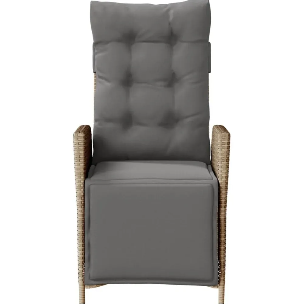 vidaXL Sillón reclinable de jardín con reposapiés ratán PE beige mixto Beige mezcla Sale
