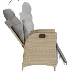 vidaXL Sillón reclinable de jardín con reposapiés ratán PE beige mixto Beige mezcla Sale