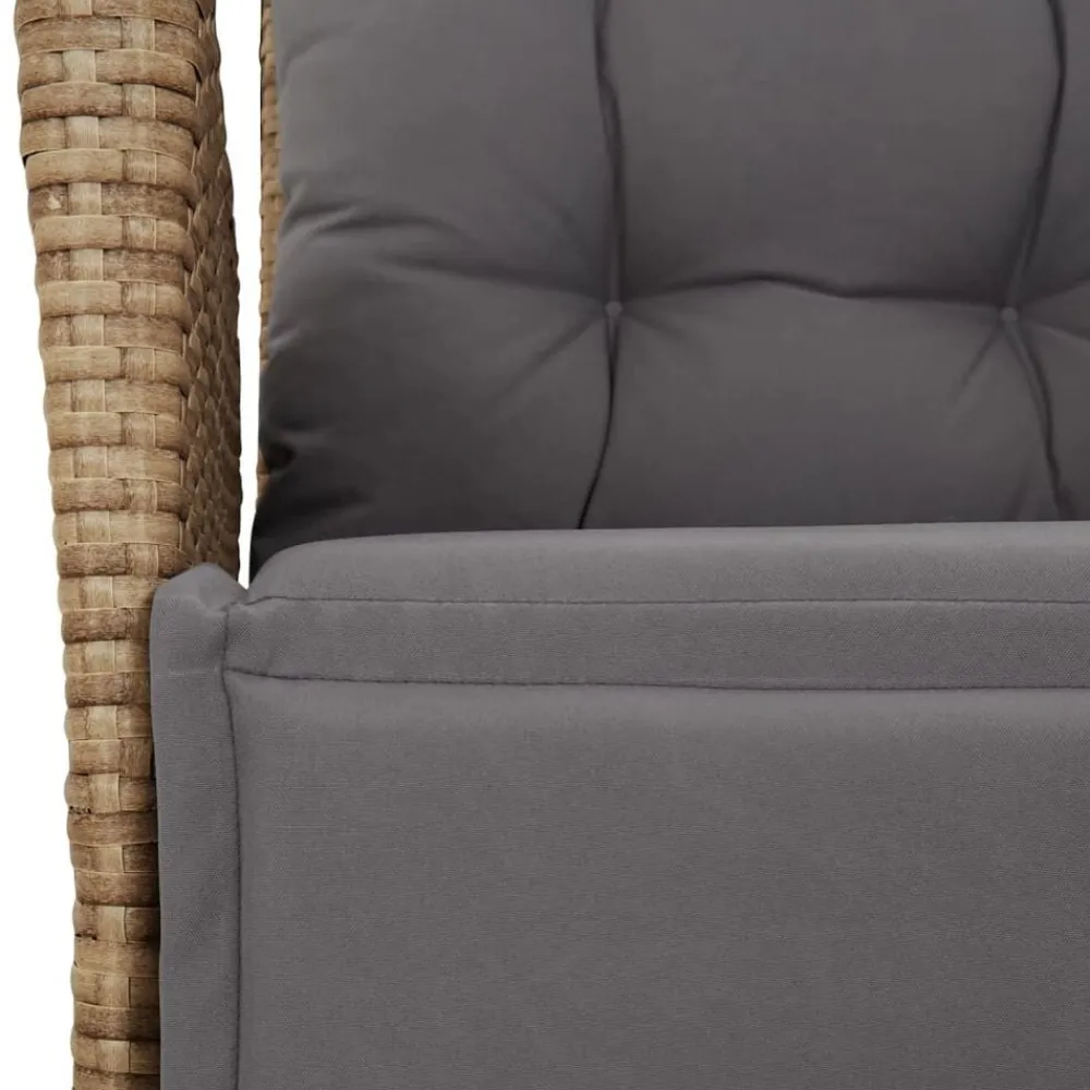 vidaXL Sillón reclinable de jardín con reposapiés ratán PE beige mixto Beige mezcla Sale