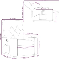 vidaXL Sillón reclinable de masaje eléctrico tela Gris claro New