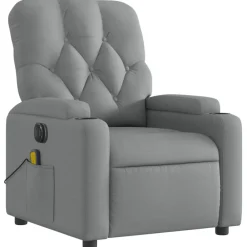 vidaXL Sillón reclinable de masaje eléctrico tela Gris claro New