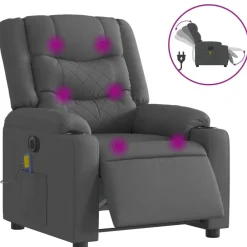 vidaXL Sillón reclinable de masaje eléctrico tela Gris oscuro Online