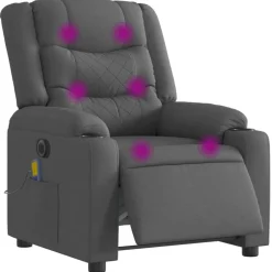 vidaXL Sillón reclinable de masaje eléctrico tela Gris oscuro Online