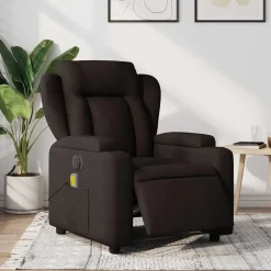 vidaXL Sillón reclinable de masaje eléctrico tela marrón oscuro Marr&oacute;n oscuro Online