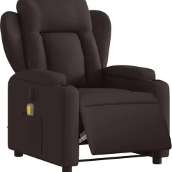 vidaXL Sillón reclinable de masaje eléctrico tela marrón oscuro Marr&oacute;n oscuro Online